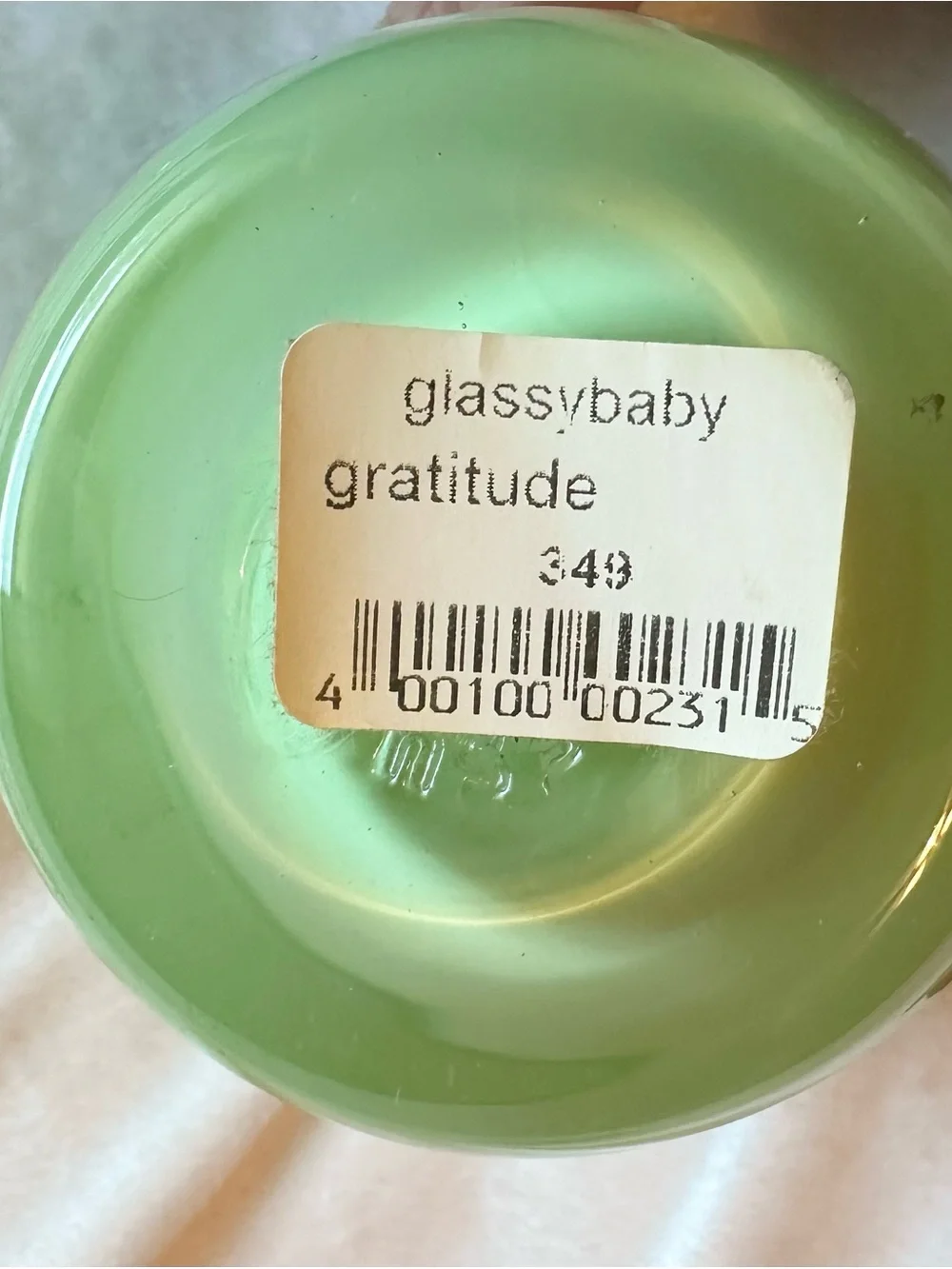 Glassybaby Pre-Triskelion GRATITUDE Lime Green Art Glass Votive Holder 2 Candles